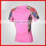 2015 Men Sport Fitness Wear T Shirt Custom Sublimation Short Sleeve Compression Shirt thumbnail-2