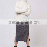 2016 High Waist Korea Style Maxi Skirts Grey Ribbed Bodycon Skirts Salt And Pepper Tube Skirts thumbnail-2