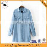 Hot Selling Beautiful Ladies New Design Top Quality Denim Women Plain Shirts thumbnail-1