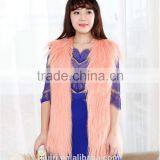 Pure Colour Long Hair Woman Sheep Fur Faux Fur Sleeveless Waistcoats thumbnail-2