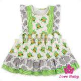 Newest St.Patricks Item Green Color Flutter Puffy Sleeve Ruffle Design Baby Girl Short Summer Dress thumbnail-1
