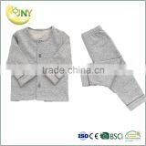 Factory Supply New Fashion Plain Grey Cotton Newborn Baby Rompers Clothing Set thumbnail-2