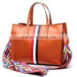 Top-Grade Simple Design Leather Hand Bags Color Straps Women Tote Handbag thumbnail-2