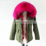 Myfur Fashion Mini Parka With Rabbit Fur or Fox Fur Lining Rose Raccoon Fur Hood thumbnail-1