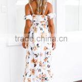 Sexy Women Summer Orange Dress Floral Print Long Casual Maxi Dresses thumbnail-4