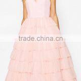 100% Polyester Bandeau Strapless Design Bridesmaid Dress for Wedding thumbnail-3