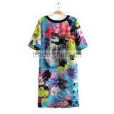 Women Floral Multi-colored Nylon T-shirt Dresses thumbnail-3