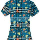 New Design Printed Mock Wrap Scrubs Wholesale of Y-Neck With Two Lower Pockets thumbnail-3