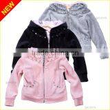 Custom Wholesale High Quality Boutique Lovely Baby Girls Winter Velvet Hoody Sweatshirt With Hood for Baby Girls thumbnail-1