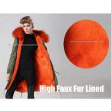 Wholesale Elegant Orange Winter Coat Faux Fur Collar Fur Coat Womens