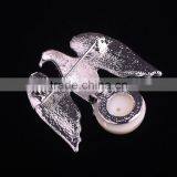 Womens Blue Yellow Oil Drop Eagle White Pearl Bead Elegant Fashion Breastpin Brooch Pin thumbnail-4