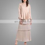 2017 Peplum Modern Baju Kurung Pleated Skirt Satin Baju Suits Muslim Women Clothing thumbnail-2