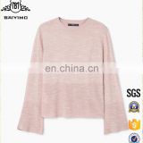 2017 New Fashion Design Top Seller Custom Light Pink O-Neck Woman Knit Hot Selling Sweater