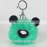 Charm Fashion Girls Handbag Pendant Fluffy Faux Fur 24 Hour Pom Pom Animal Shape Fur Pom Keychain thumbnail-3
