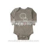 Kids Boy Long Sleeves Cotton Grey Romper With " Papa Love me " Pattern Suit for 0-24 Months thumbnail-1