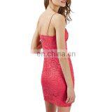 Elegant Women Dress Fashion Design Red Color Floral Crochet Bodycon Dress thumbnail-4