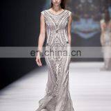 2017 B5460 Silver Color Halter Net Fabric Beaded Evening Dresses & Wedding Dresses thumbnail-1