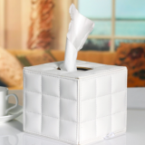 European Modern Square PU Leather Tissue Box Black White Paper Towel Storage Roll Napkin Holder Table Home Decoration thumbnail-4