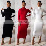 New Arrivals Women Turtleneck Long Sleeve Casual Dresses Ladies Fashion Pencil Casual Dresses Women Autumn Dresses thumbnail-1