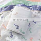 2020 Summer Factory Price 100 Cotton Muslin Gauze High Quality Animal Cartoon Reactive Printed Colorful New Born Baby Blanket thumbnail-3
