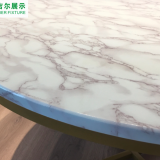 Gold Metal X-base Round Marble Top Coffee Tables thumbnail-5