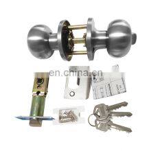 China Stainless Steel Satin Nickel Finish Brass Cylinder Tubular Round Knob Lock