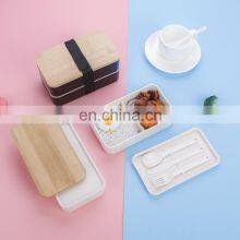 Luxury Safe Bento Bamboo Lunch Box Set Food Containers Biodegradable Stackable Lunch Box Cutlery Set thumbnail-2