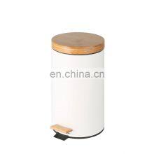 Entry-level Basic 3L 5L 12L 20L 30L Stainless Steel Round Pedal Bin Bamboo Lid Soft Close Inner Bucket Home Bathroom Kitchen thumbnail-3