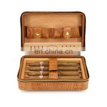 Luxurious Smoker Cedar Lining Humidor Leather Travel Holder Cigar Case Without Cutter & Lighter for Cigar Gift Set thumbnail-3