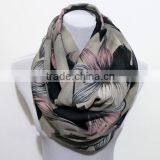 High Quality Large Elegant Flower Printing Encrypt Polyester Voile Scarf for Women