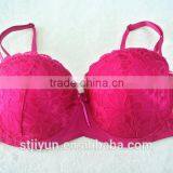 China Cheap Wholesale Rose Red Push Up Padded Girls Hot Sexy Bra