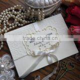 Wallet Handmade White Embossed Personalised Wedding Invitations Card