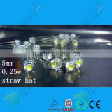 low price 0.25w 5mm straw hat led diode