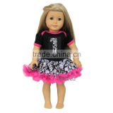 18" American Girls Doll Black Hot Pink Damask Number 1 Birthday Party Dress