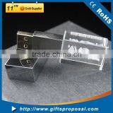 Crystal USB Disk Flash Drive With Blue Led Laser Light up Logo thumbnail-1