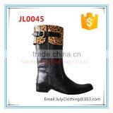 Womens Leopard Mid Calf Rubber Rain Wellington Boots thumbnail-1