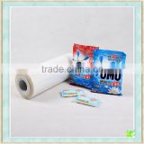 Laminated plastic roll film for washing powder