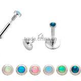 Surgical Steel Opal Labret Style Nose Stud Ring thumbnail-1