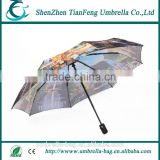 Good gift for your customers oil painting umbrella 3 fold umbrella