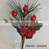 newest special artificial pine needle and foam red berry pick 7" branches pick for chrismas decoration pick