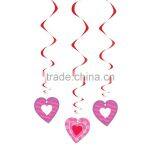 Valentines Day Red & Pink Swirl Hearts Hanging Decorations for Party thumbnail-1