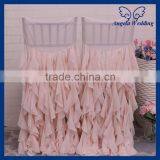 CH014E Angela Wedding New Curly Willow Ruffled Wedding Blush Pink Chiffon Chair Cover thumbnail-1