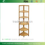 5-Tier Natural Bamboo Corner Shelf Storage Rack
