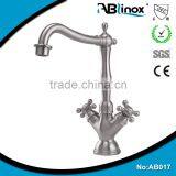 Classical Stainless Steel Double Handle Upper Kitchen Faucet for Hotel thumbnail-1