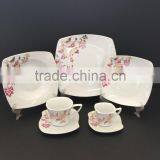Porcelain Ceramic Square Shape Plate Square 37pcs Dinner Set With Flower Deisgn thumbnail-1