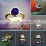 Wholesale Druzy Quartz Ring Blue Natural Druzy Agate Stone Round 8mm Women Jewelry