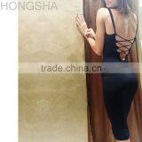Sexy Bodycon Club Dress 2015 Black Lace-up Back Halter Bandage Dress HSD1418 thumbnail-1