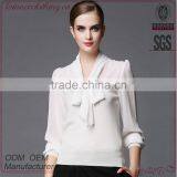 White Colour High Quality Long Sleeve Latest Fashion Blouse Design for Lady thumbnail-1