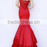 Spaghetti Strap Sexy Ball Gown Scoop Neck Wedding Dress With Red Flowers Embroidery thumbnail-2