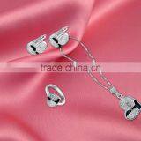 CZ Studded Heart With Silver Plated Pendantset thumbnail-1